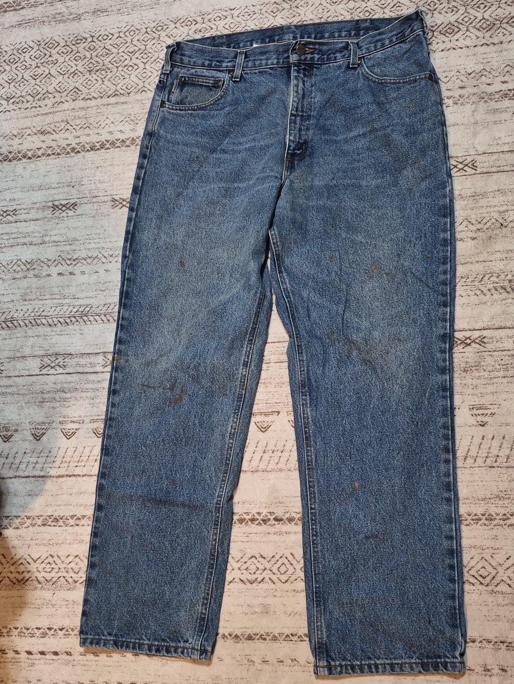 Classic Men's Straight-Leg Blue Denim Jeans